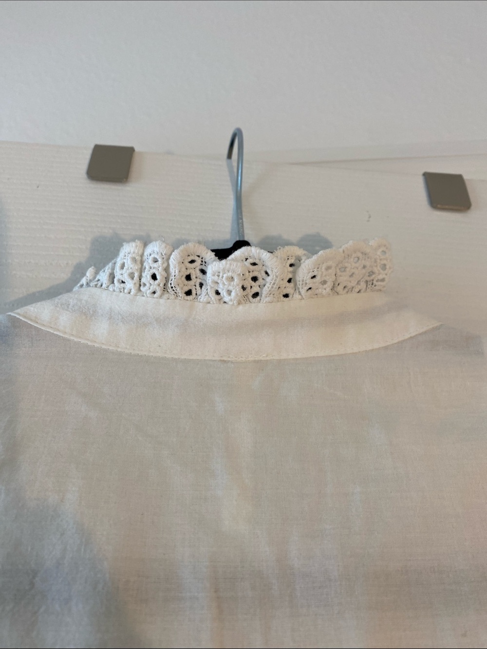 Free People White Lace-Trim Button Front Blouse - Picture 5 of 6
